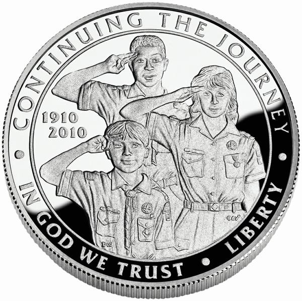 2010 Boy Scouts $1 Silver Proof Coin Obverse (heads) image