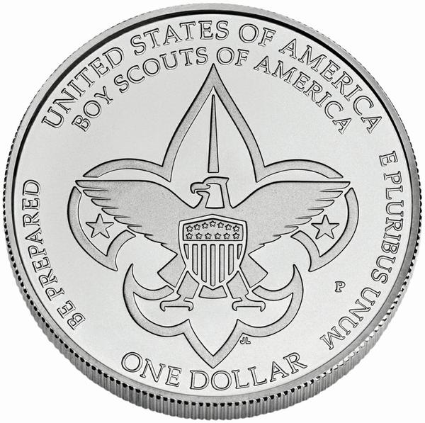 2010 Boy Scouts $1 Silver Uncirculated Coin Reverse (tails) image