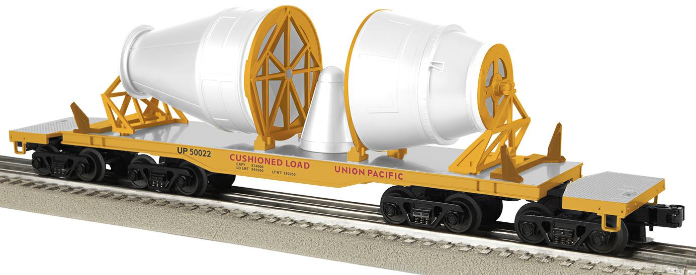 Heavy duty flatcar with load and protective cover removed image
