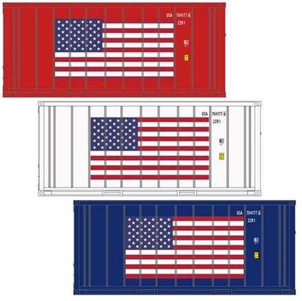 20' Refrigerated Container American Flag - Red, White, Blue image