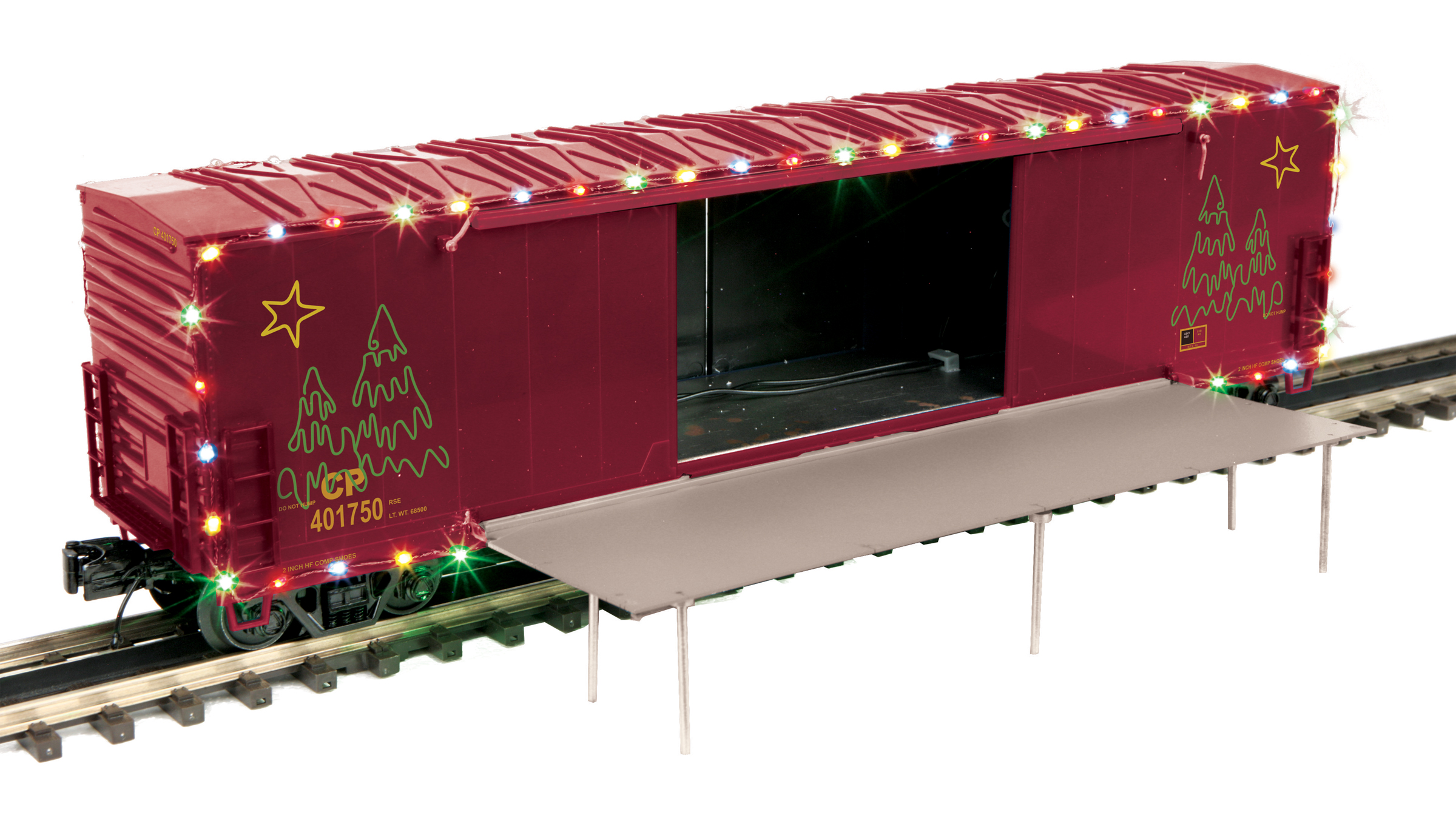 Canadian Pacific (Holiday Train) 50' Boxcar With Opening Stage Door and Operating LEDs image