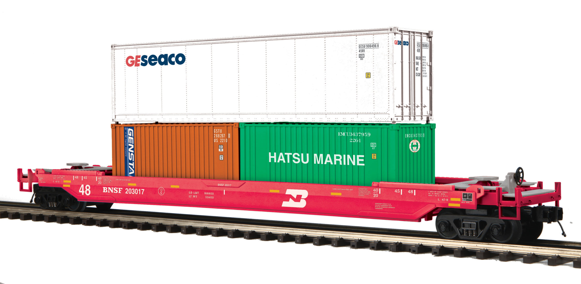 BNSF Husky Stack Car w/(1) 40' Container and (2) 20' Containers image
