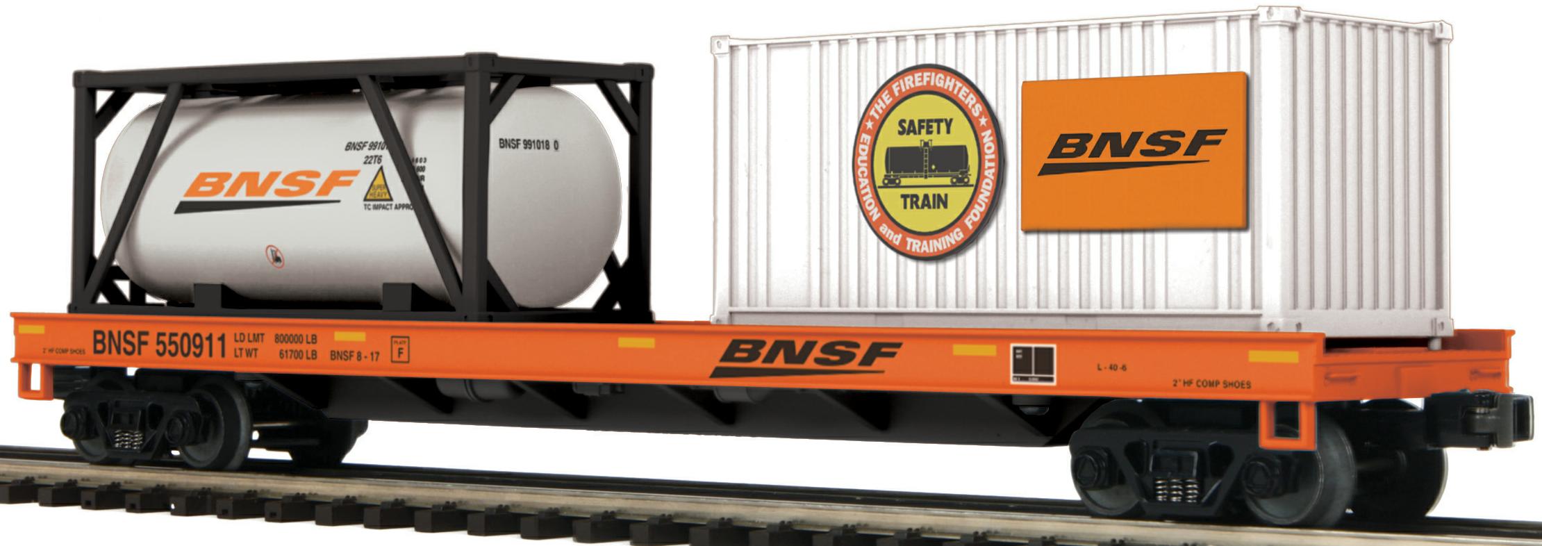 BNSF Flat Car w/(1) Tank Container and (1) 20' Container image