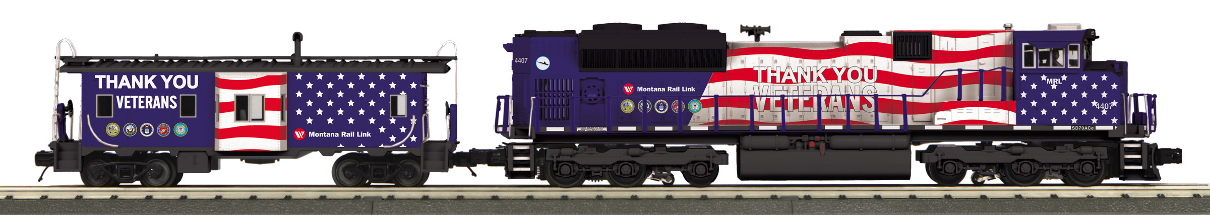 Montana Rail Link (Veterans) SD70ACe Diesel & Caboose Set image