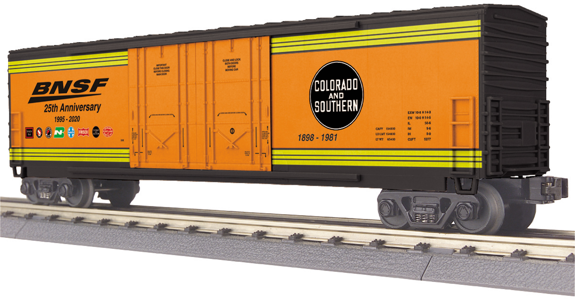 BNSF (25th Anniversary) 8-Car 50' Double Door Plugged Boxcar - Colorado and Southern image